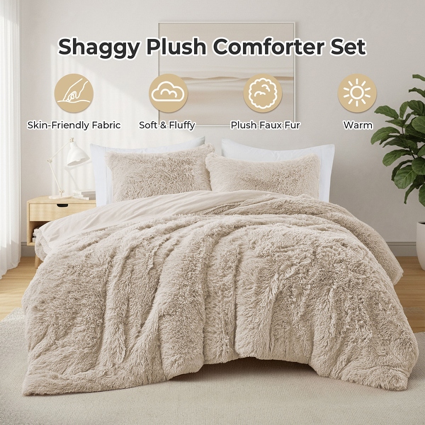 Urban Chic Ultra Soft Plush Aqua Green Faux Fur Comforter Set – Shaggy Bear Hug Bedding