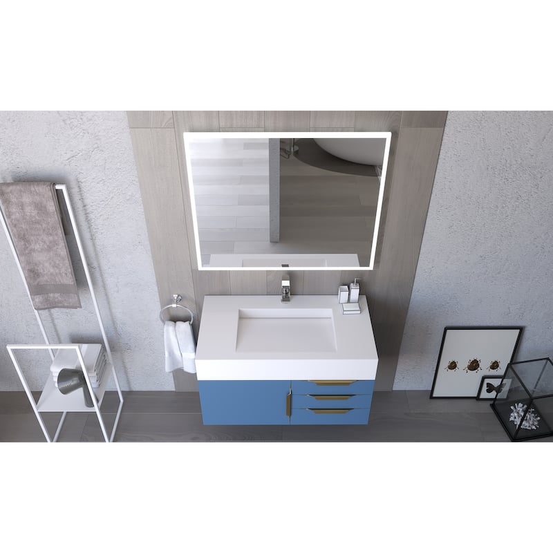 Nile 36-Inch Wall Mounted Bathroom Vanity Set w/ White Top