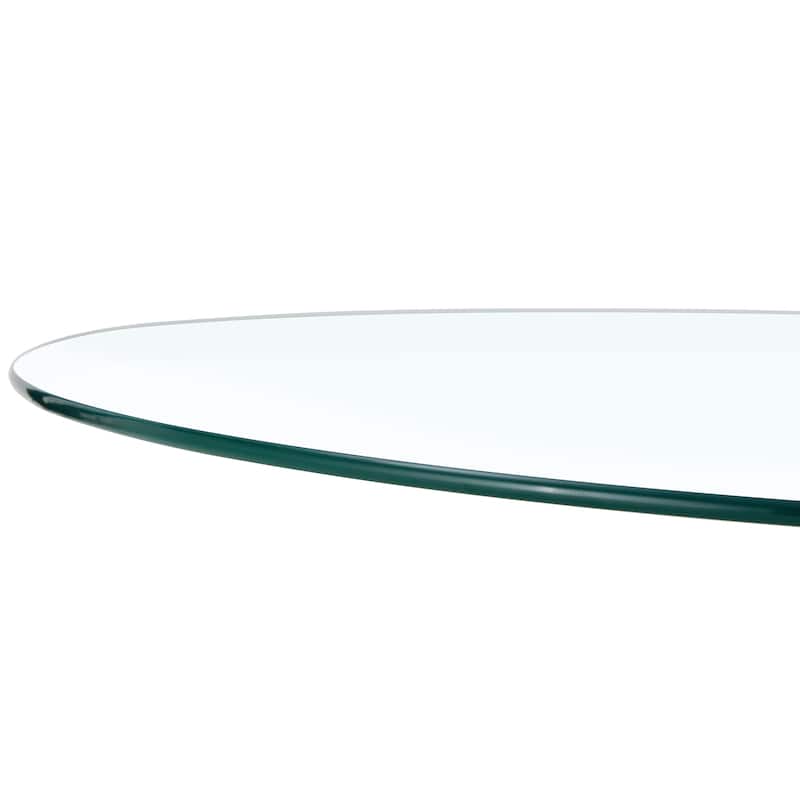 Roomfitters Round Glass Dining Table with 39.7 Inch Top and Silver Electroplated Legs for Dining Area, Silver, Transparent