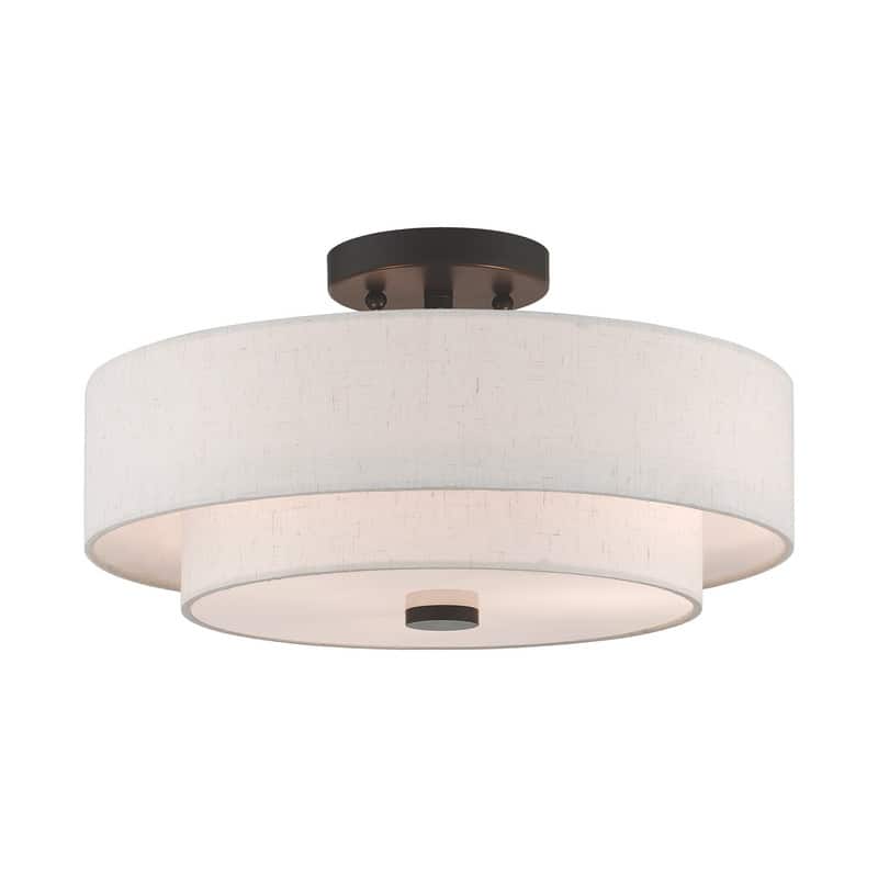 Livex Lighting 3-light Fabric Shade Flush Mount, 51084-92, 51084-91