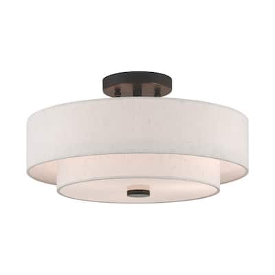 Livex Lighting 3-light Fabric Shade Flush Mount, 51084-92, 51084-91