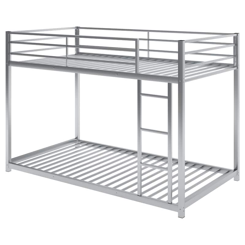 Metal Bunk Bed, Low Bunk Bed with Ladder