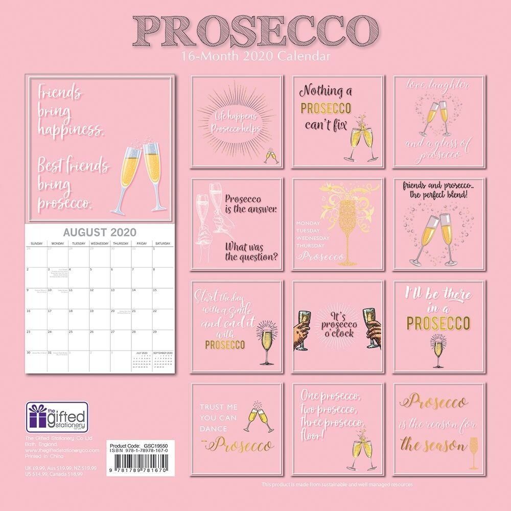 Shop The Gifted Stationery Company 2020 Prosecco Wall Calendar