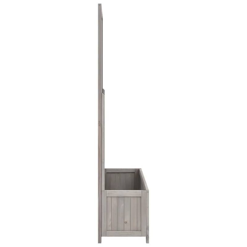 Simi Outdoor Garden Planter, Built In Trellis, 53 Inch Gray Solid Wood
