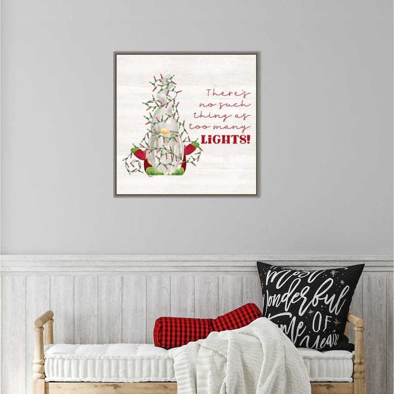 Gnome for Christmas Sentiment V-Lights by Tara Reed Canvas Art Framed - 22 x 22 in