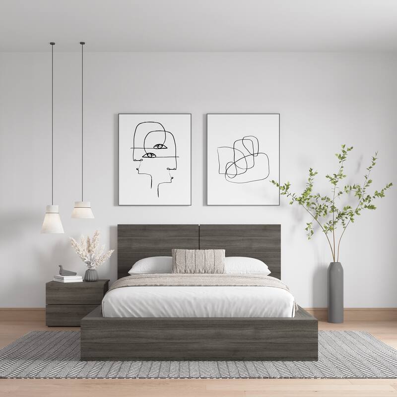 James 3-Piece Bedroom Set with Bed, Headboard, and Nightstand