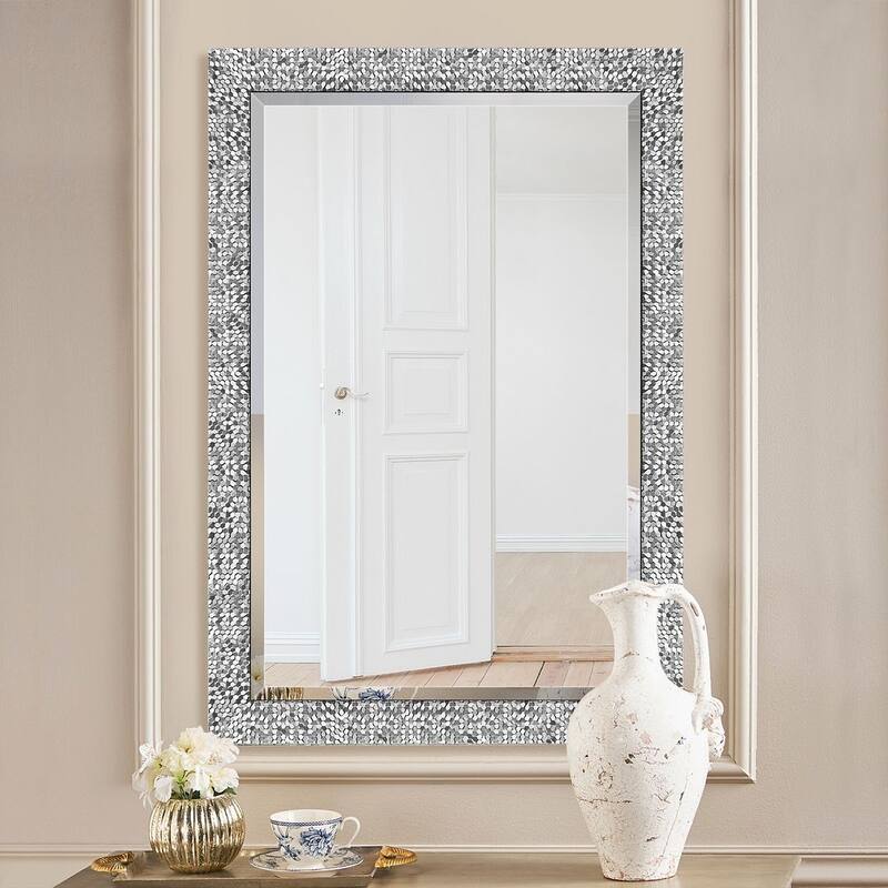 Mirror Trend Sparkling Mosaic Framed Accent Mirror - 29*41*0.75 - Silver