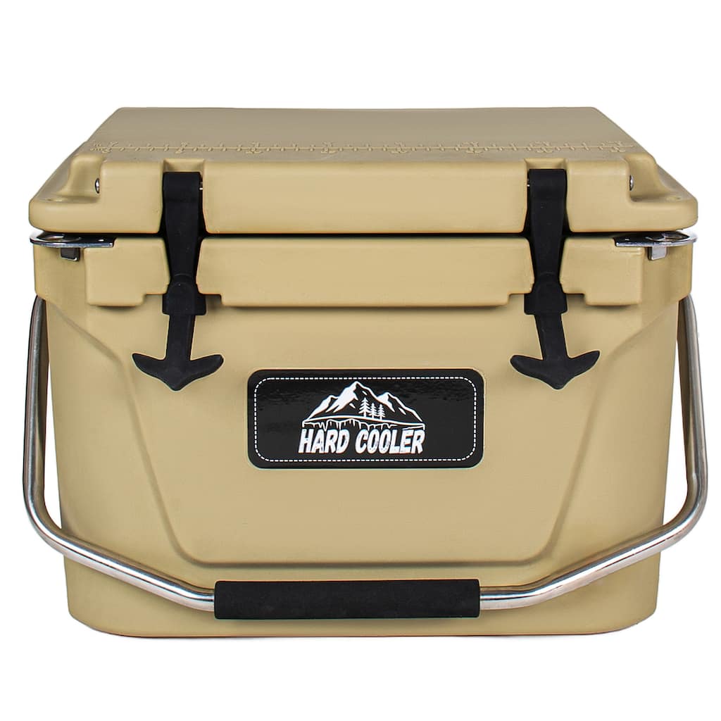 20 Quart Khaki Cooler, Ultra-Tough Hard Shell Ice Chest, Compact Portable Cooler Keeps Ice Up to 5 Days for Outdoor Adventures