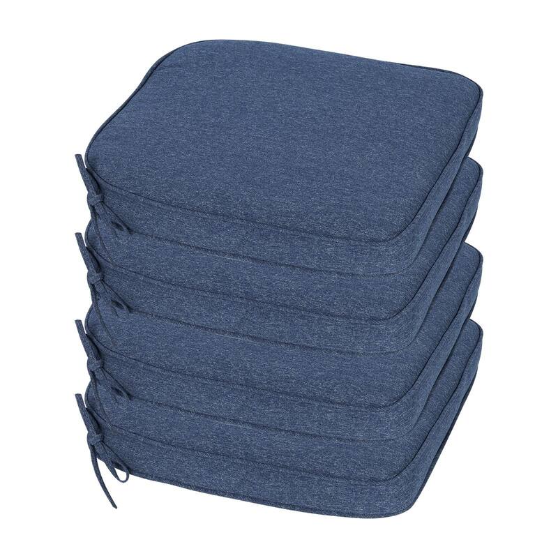 Aoodor Outdoor Dining Chair Cushions Set of 4, Waterproof Patio Furniture Seat Cushions, 18 x 19 inch - 18"x19" - Navy Blue