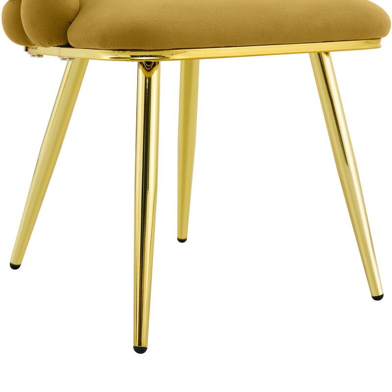 Luxe Gold-Leg Velvet Dining Chair - Modern Bubble Bead Accent Chair for Kitchen & Dining Room