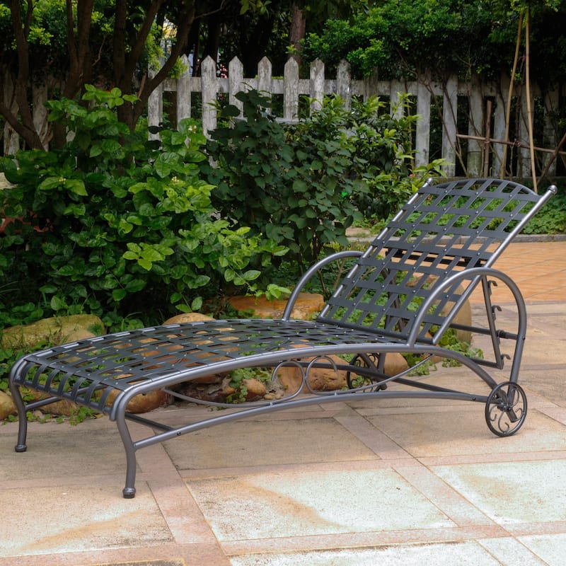 Santa Fe Nailhead Multi-position Chaise Lounge - Hammered Pewter