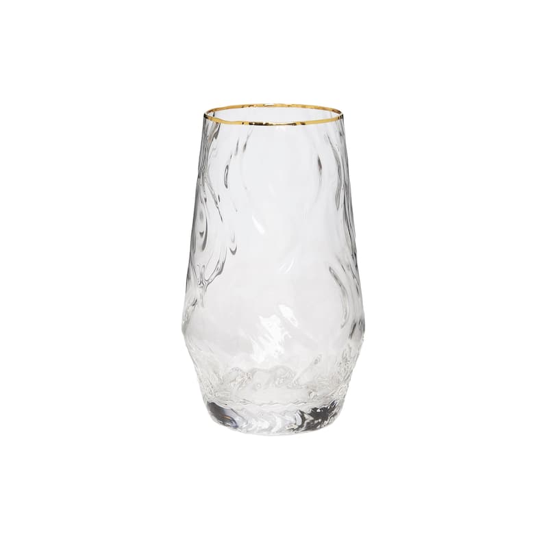 Set of 6 Tumblers with Gold Rim 6"H
