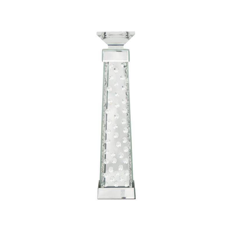 Glass Pillar Candle Holder with Floating Crystals