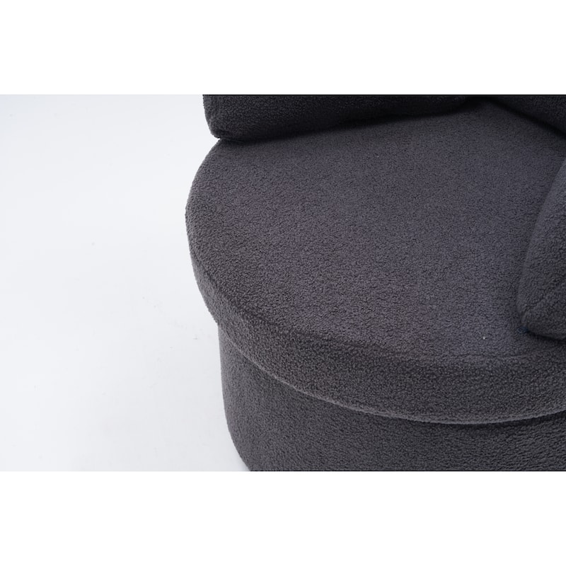 Chenille Upholstered Swivel Accent Chair, Cozy Club Chair with 2 Thorw Pillows, Oversized Lounge Armchair with Metal Base