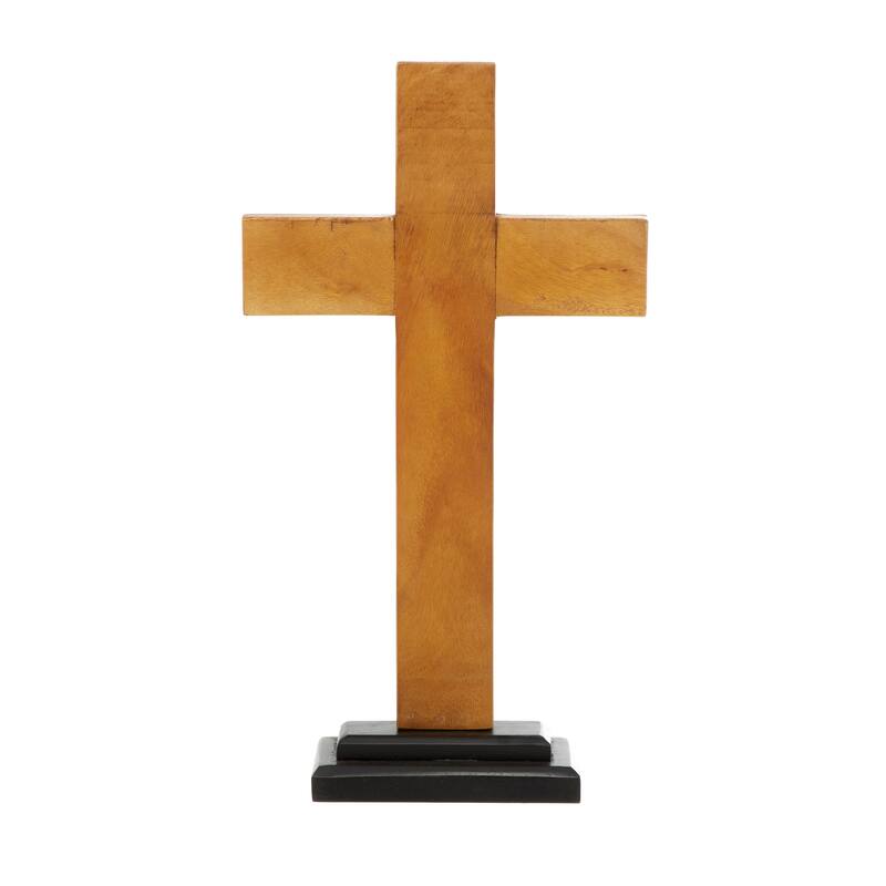 Brown Wood Modern Sculpture Cross 18 x 10 x 4 - 12 x 4 x 21