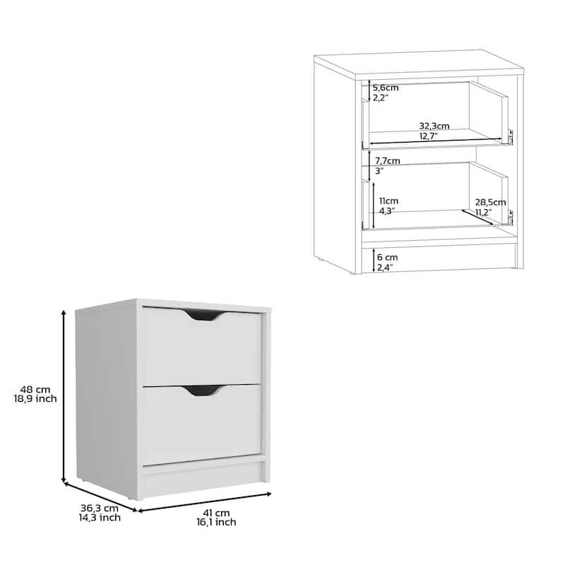 Raymer 2 Piece Bedroom Set,Nightstand +Dresser，White，for Bathroom,Living Room,Bedroom