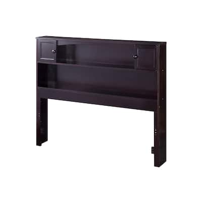 Handmade Home Headboard Full Size, Walnut Finish, Storage Shelves, USB Charger, Bed Frame Mount, Durable Design