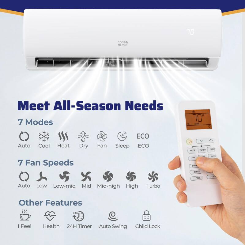 Costway 11500 BTU Wifi Enabled Mini Split Air Conditioner & Heater - See Details