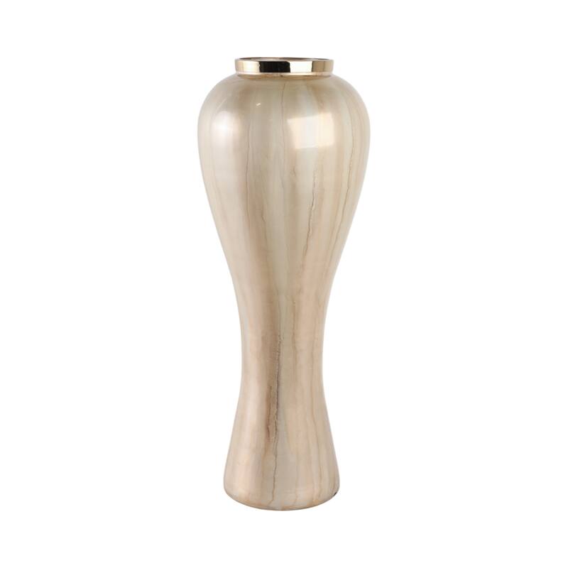 Glass Floor Vase with Tapered Body Rounded Lip Modern Glam Accent