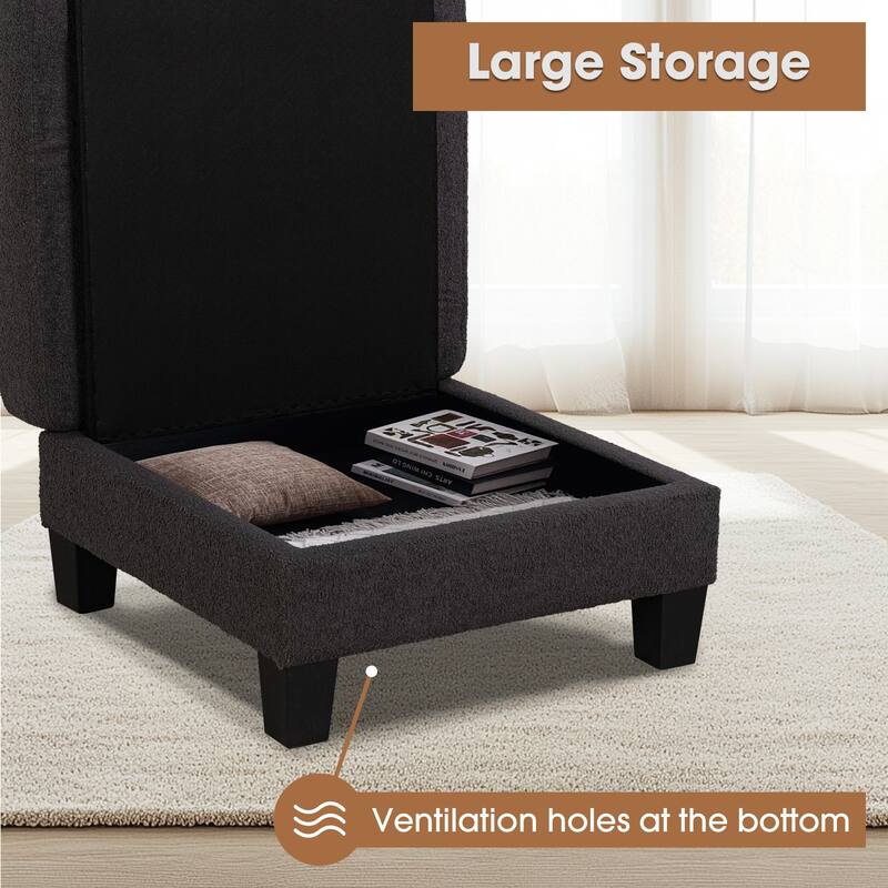 Modern Black Fabric 3-Piece Living Room Sofa Set with Loveset and Ottoman