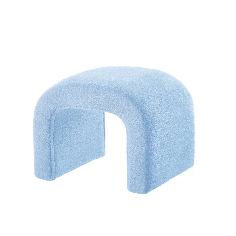 Set of 3 U-Shaped Modern Bench Teddy Ottoman Bench for Entryway, Bedroom End of Bed, Set of 3 Small Sofa Footrest Extra Seating