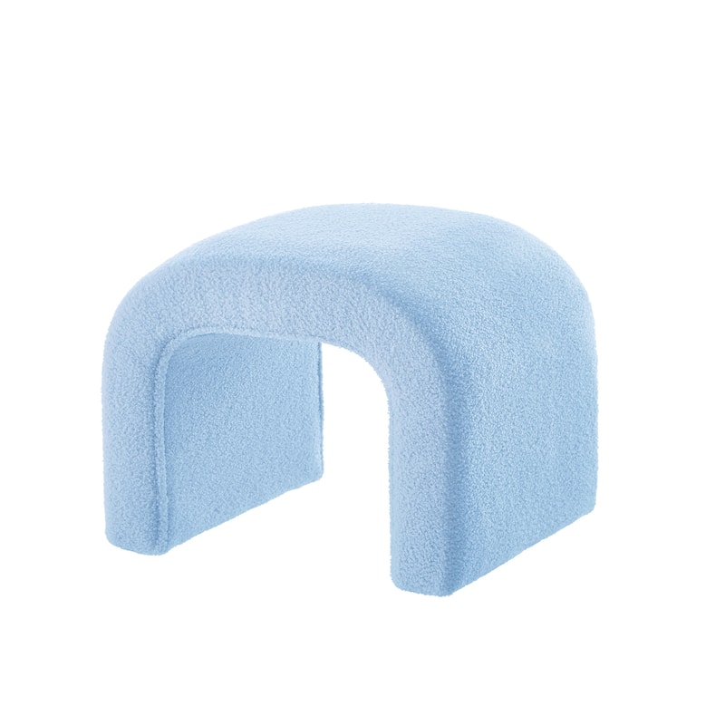 Set of 3 U-Shaped Modern Bench Teddy Ottoman Bench for Entryway, Bedroom End of Bed, Set of 3 Small Sofa Footrest