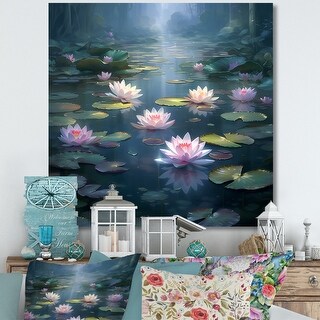 Designart "Magical Lotus Lily Pad Pond I" Lotus Wall Art - Bed Bath ...