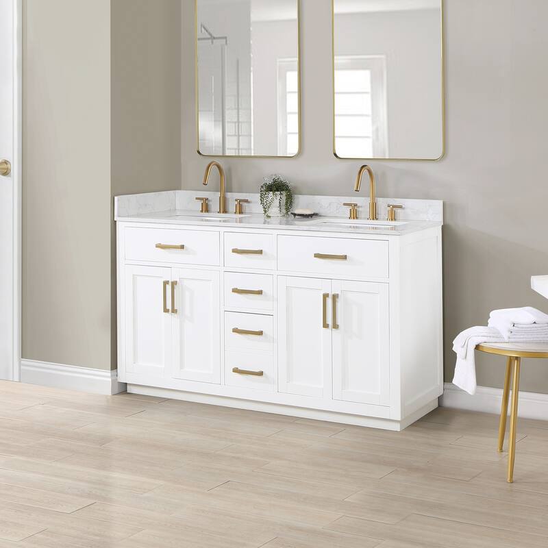 Altair Gavino Bath Vanity with Grain White Composite Stone Top, no Mirror