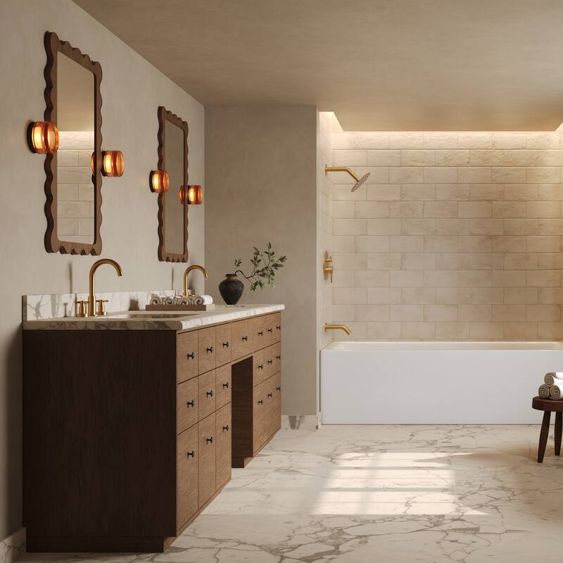 GRANDJOY Wall-Mount 2-Function Shower and Tub System with Pressure Balance Valve