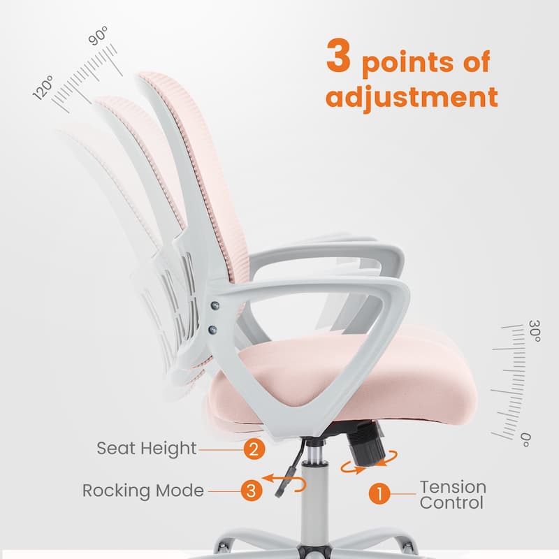 Adjustable Height Swivel Chair with Lumbar Support