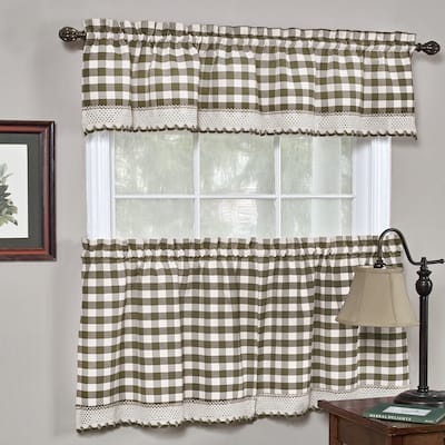Sweet Home Collection Buffalo Check Plaid Gingham Window Curtains - Tier & Valance