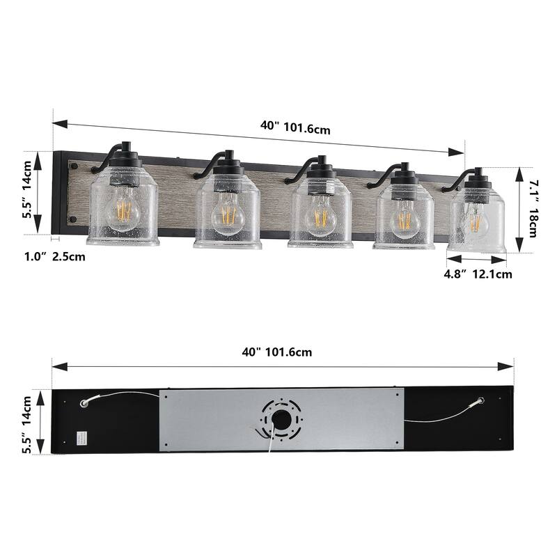 40" Farmhouse Vanity Light Fixture, 5-Light Bathroom Wall Sconce
