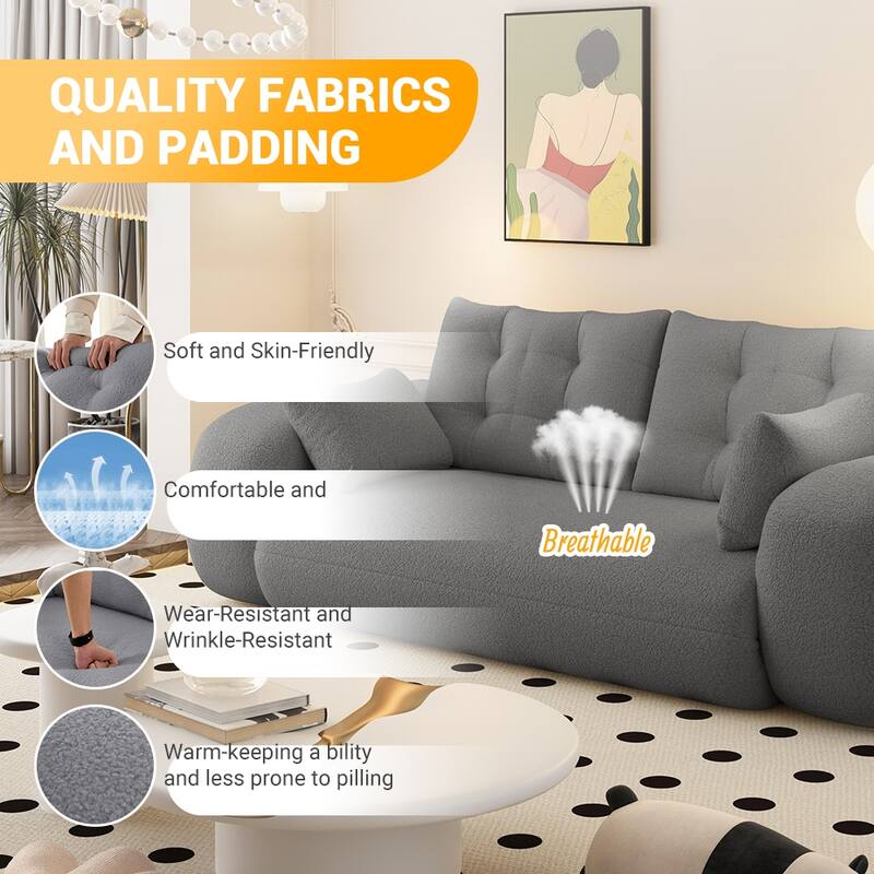 GDFStudio - Teddy Fabric 78.7" Multi-Functional Foldable Sofa Bed