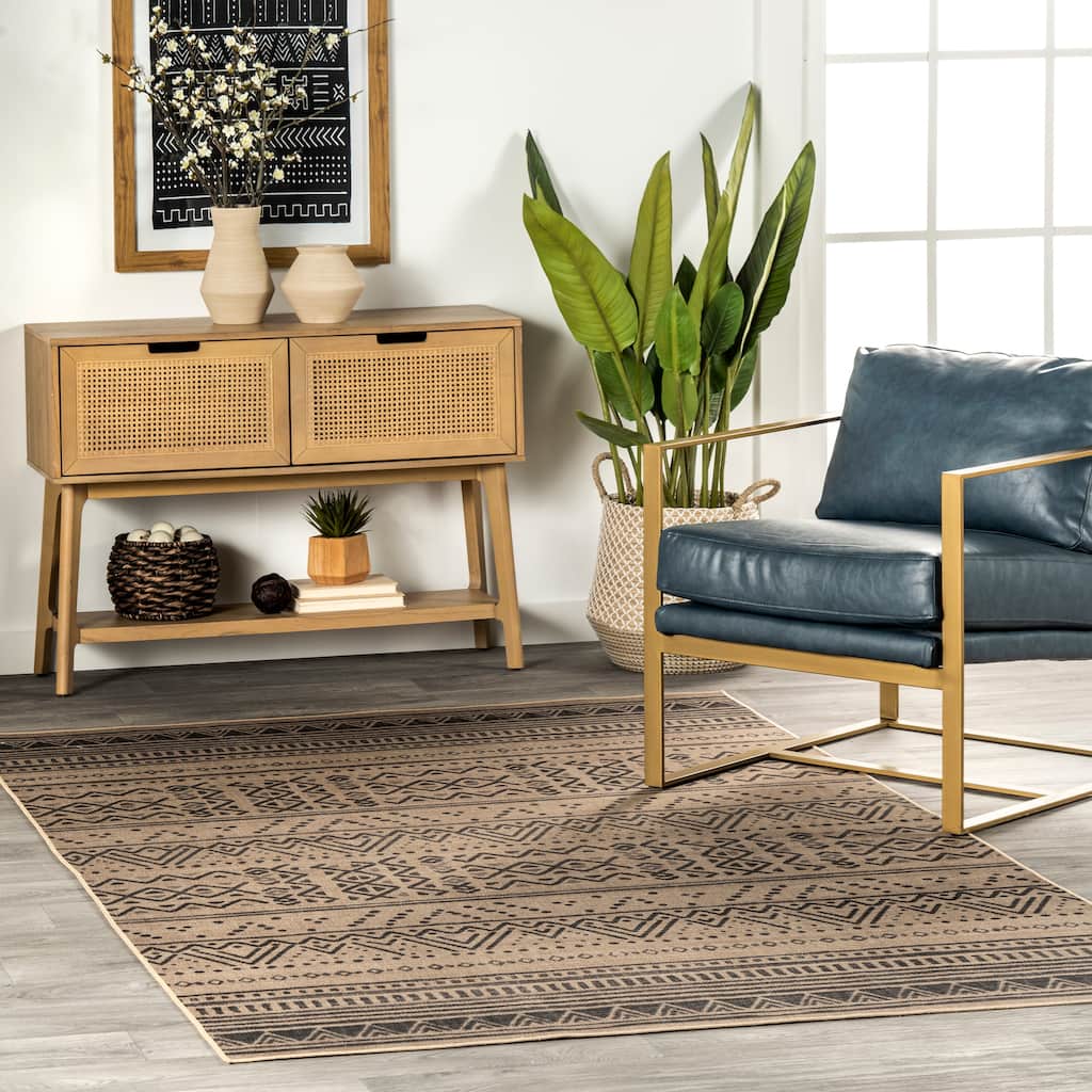 Nuloom Anisa SuperiorWash Tribal Stripe Easy-Jute Machine Washable Area Rug
