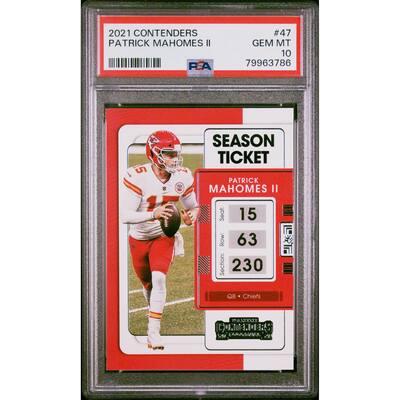 Patrick Mahomes 2021 Panini Contenders Football Card #47 Graded PSA 10 - 8'6" x 11'6"