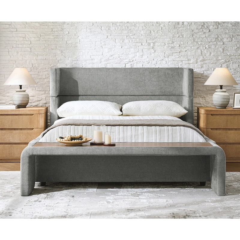 Kenneth Mordern Upholstered Bed with Four Interchangeable Configurations and Bedside Tables by HULALA HOME
