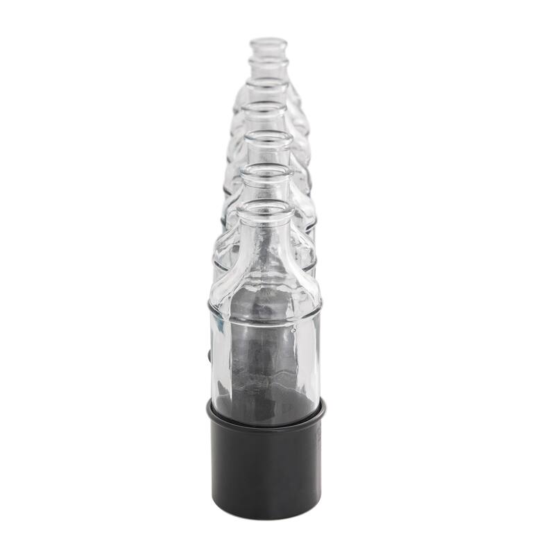 Black Metal Adjustable Bottle Decorative Vase with Clear Glass Bottles