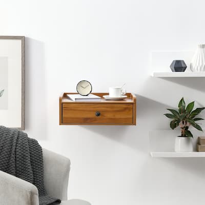 BIKAHOM Floating Nightstand/End Table with Drawer, Wall Mounted Nightstand/Bedside Table / Floating Wall Shelf with Drawer
