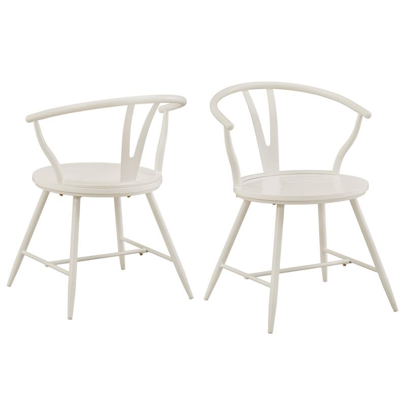 Truman Metal Side Chair with Wood Seat (Set of 2) by iNSPIRE Q Modern - White