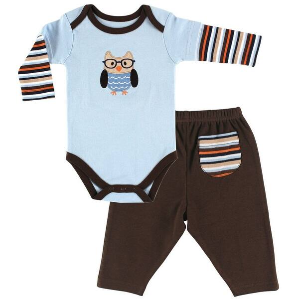 slide 1 of 1, Hudson Baby Infant Boy Cotton Bodysuit and Pant Set, Owl 0-3 Months - Owl