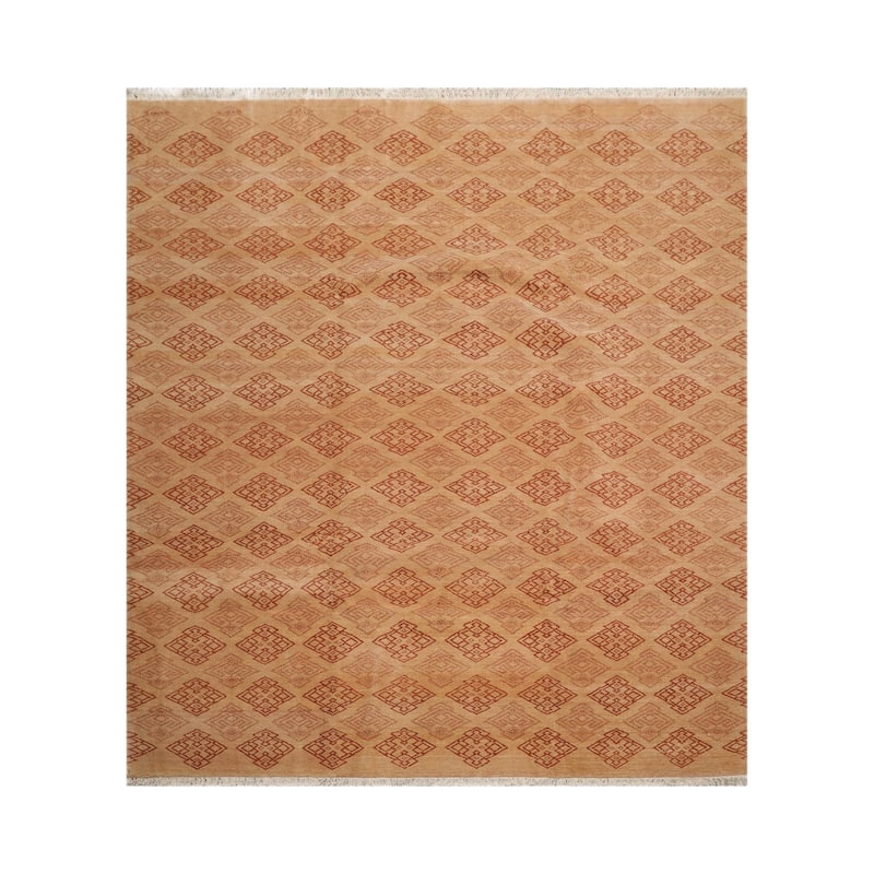 Hand Knotted Michaelian & Kohlberg Tan Tibetan 100% Wool Area Rug - 7' 11'' x 9' 1''
