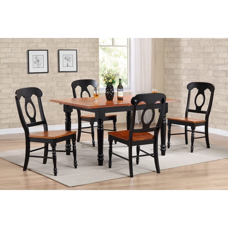 30 in. H, 7 -Piece Black Rectangle Wood Top with High Solid Back 6 Seating Dining Room Set
