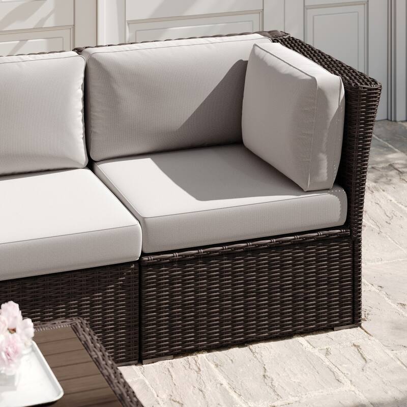 Martha Stewart Outdoor Modular Rattan Wicker Patio Sectional Sofa Corner Seat - 32"W x 32"D x 30"H