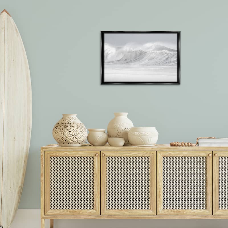 Stupell Cresting Beach Wave Framed Floater Canvas Wall Art Design By Maggie Olsen