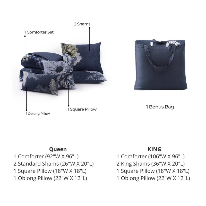 Bebejan Forget Me Not 100% Cotton Sateen 5-Piece Reversible Comforter Set
