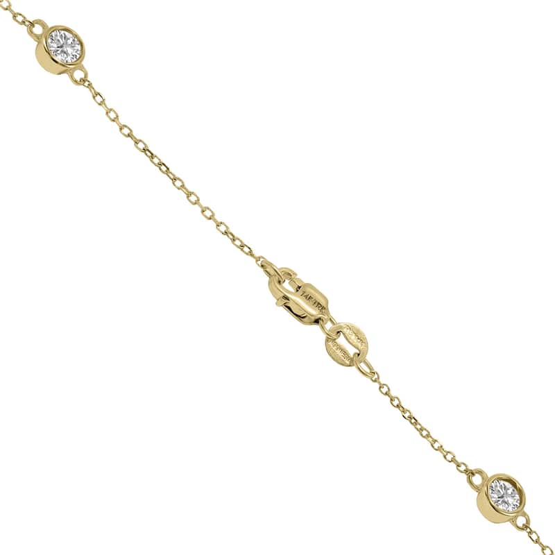 Marquee 1.50 Carat TW Bezel Set Lab Grown Diamond Station Necklace in 14K Yellow Gold