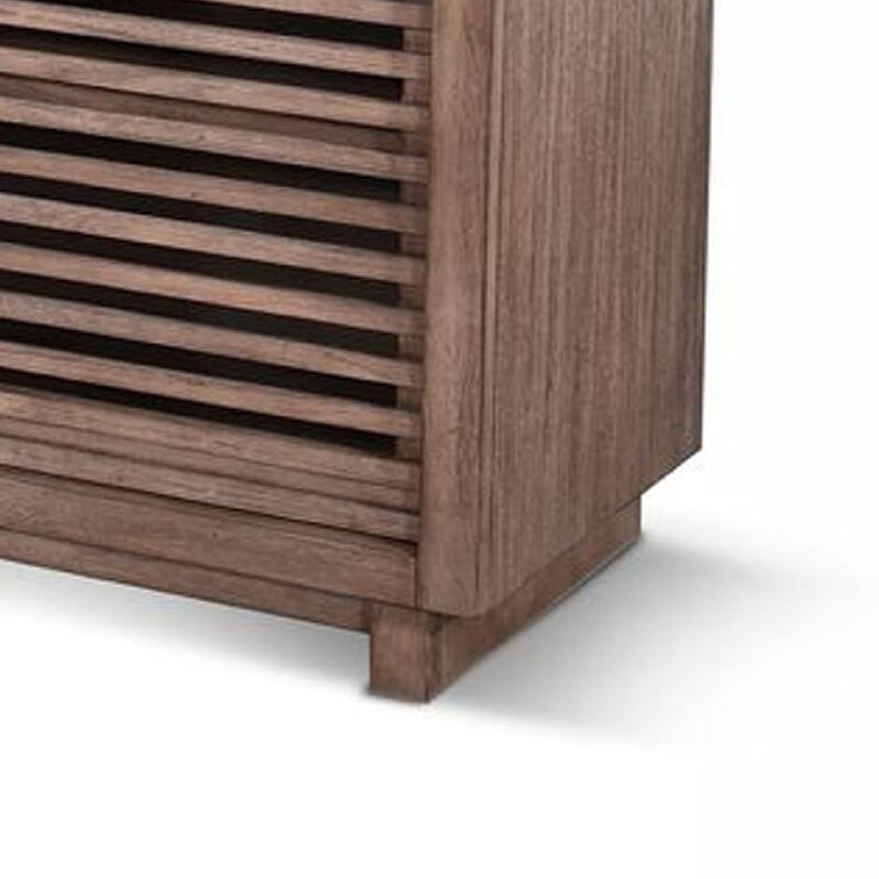 Jave TV Stand Media Cabinet, Slatted Doors and Shelves, Brown 75 Inch