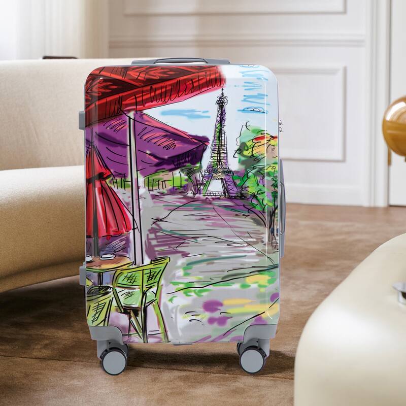 3-Piece, Luggage Sets, Multifunctional Luggage with Printed Pattern and Combination Lock, for Boarding Travel, Coffee