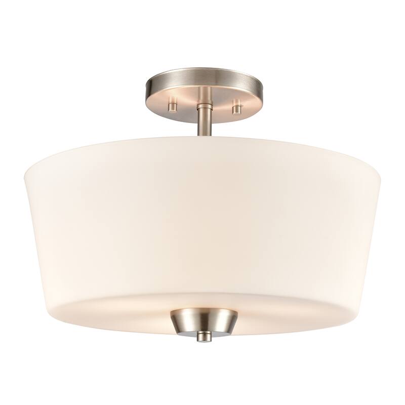 Elk Home Winslow Brushed Nickel With White Glass Semi Flush