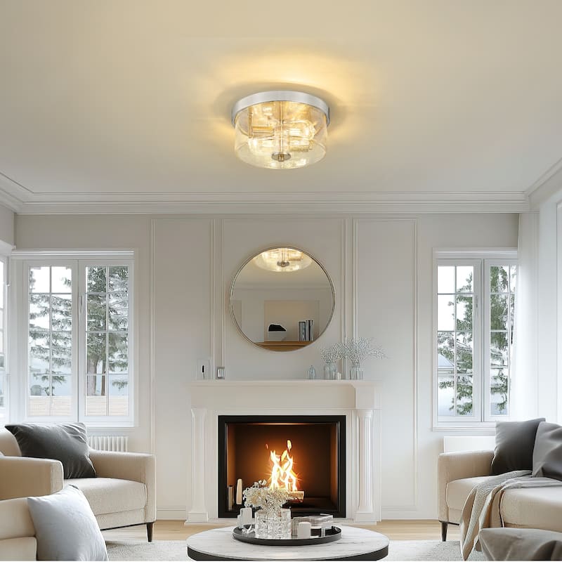 2-Light Flush Mount Ceiling Light - 10.63"L x10.63"W x5.51"H